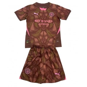Manchester City Brankářské Dětské Domácí dres komplet 2024-25 Krátký Rukáv (+ trenýrky)